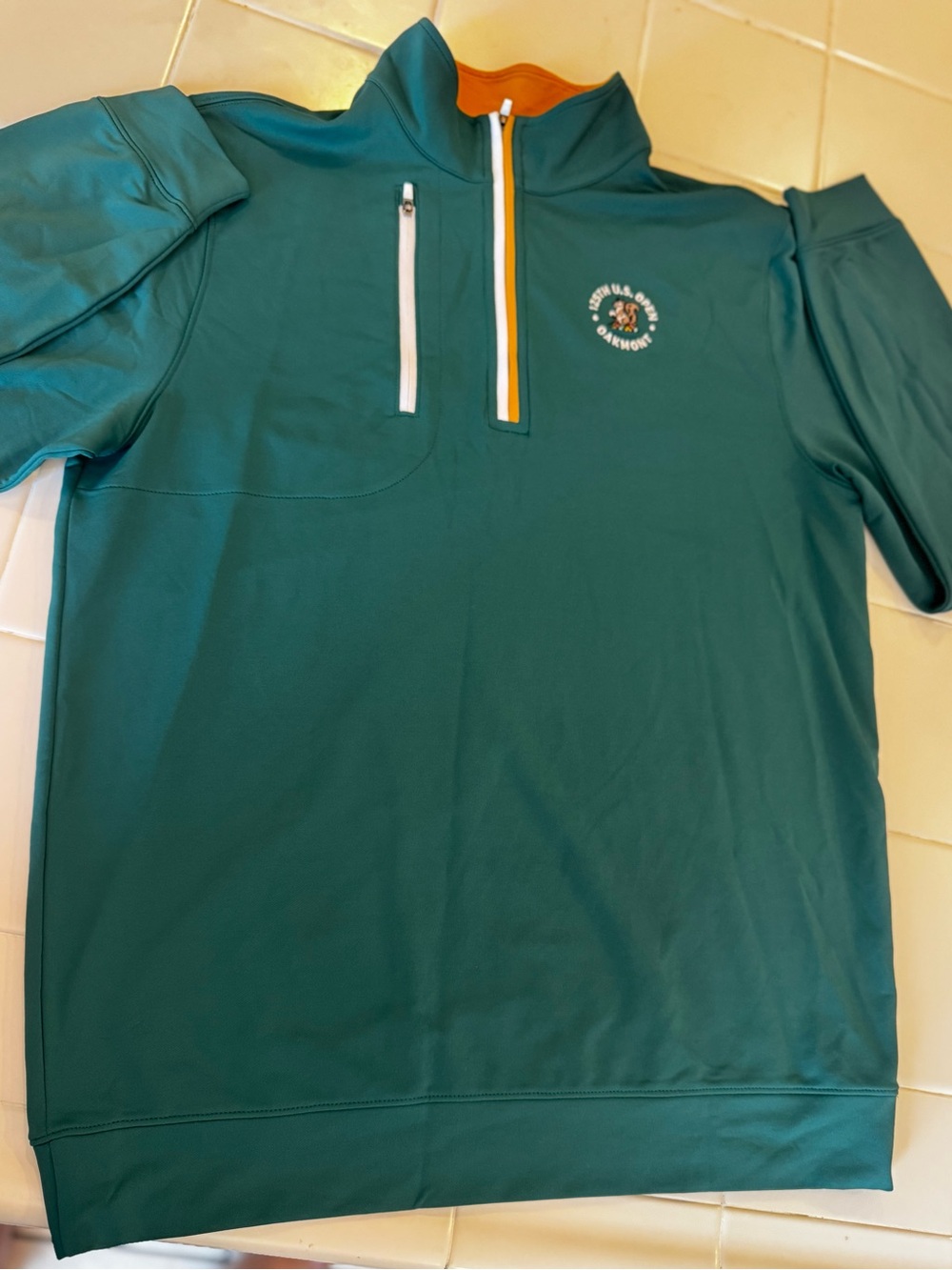 Walter Hagen Teal Quarter-Zip Pullover with Orange Trim